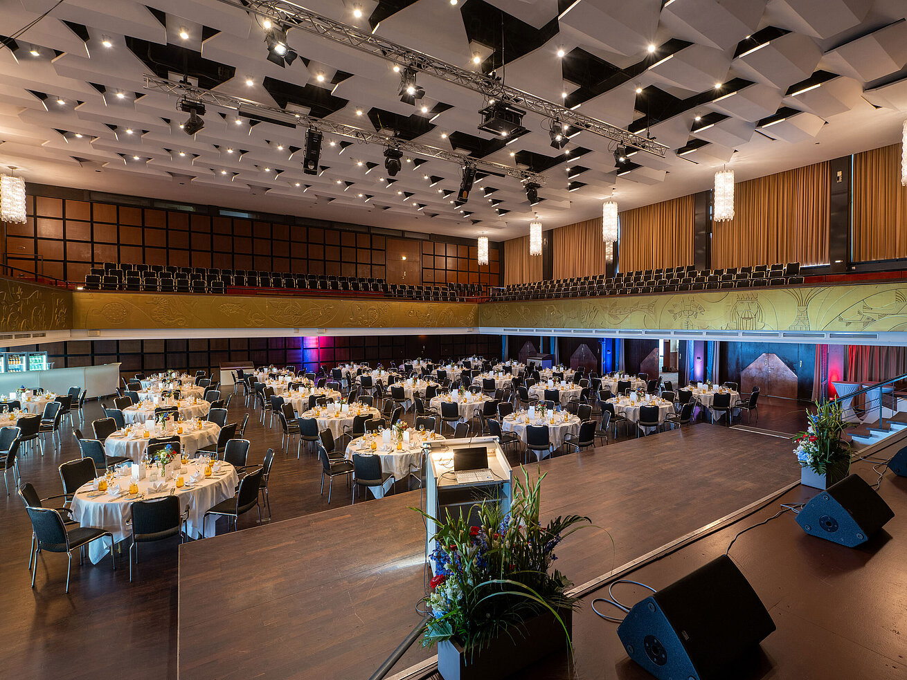 Saal Maritim "Saal Maritim" with festively set tables, stage and seating for an event