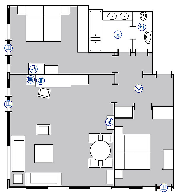 Room floor plan Grand suite | Maritim Hotel Bellevue Kiel