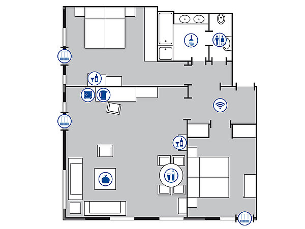 Room floor plan Grand suite | Maritim Hotel Bellevue Kiel