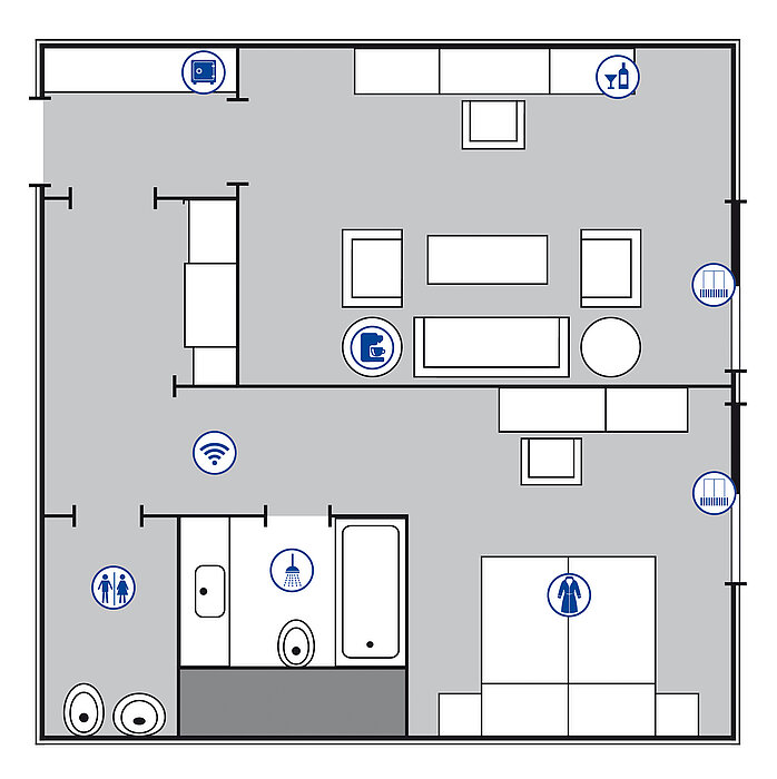 Room floor plan Large Suite Room floor plan Large Suite in the Maritim Hotel Darmstadt