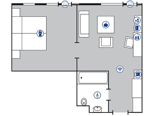 Room floor plan Junior suite | Maritim Hotel Bad Salzuflen