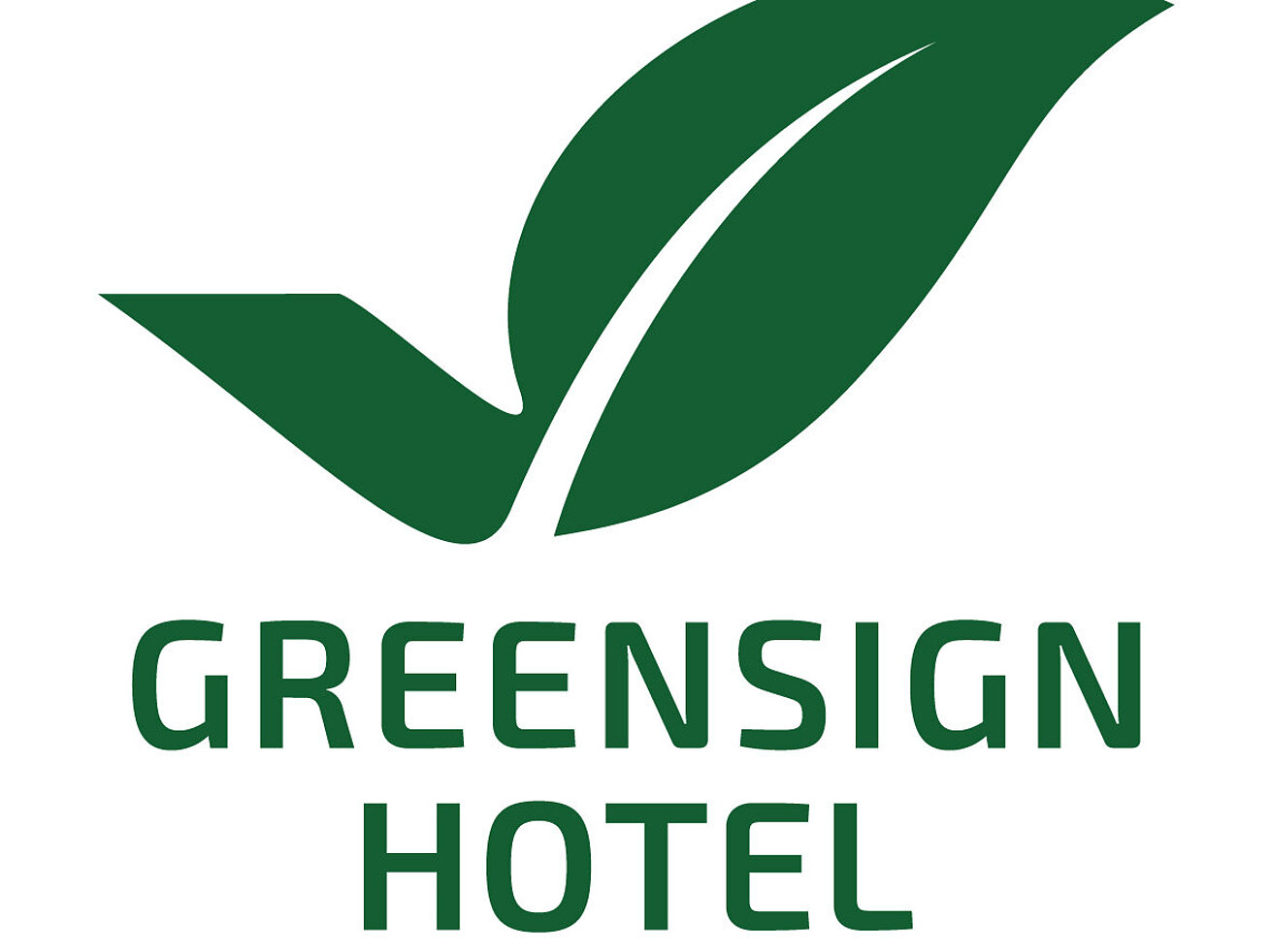 Greensign Hotel logo with green leaf symbol on white background