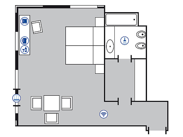 Room floor plan Comfort room | Maritim Hotel Bellevue Kiel
