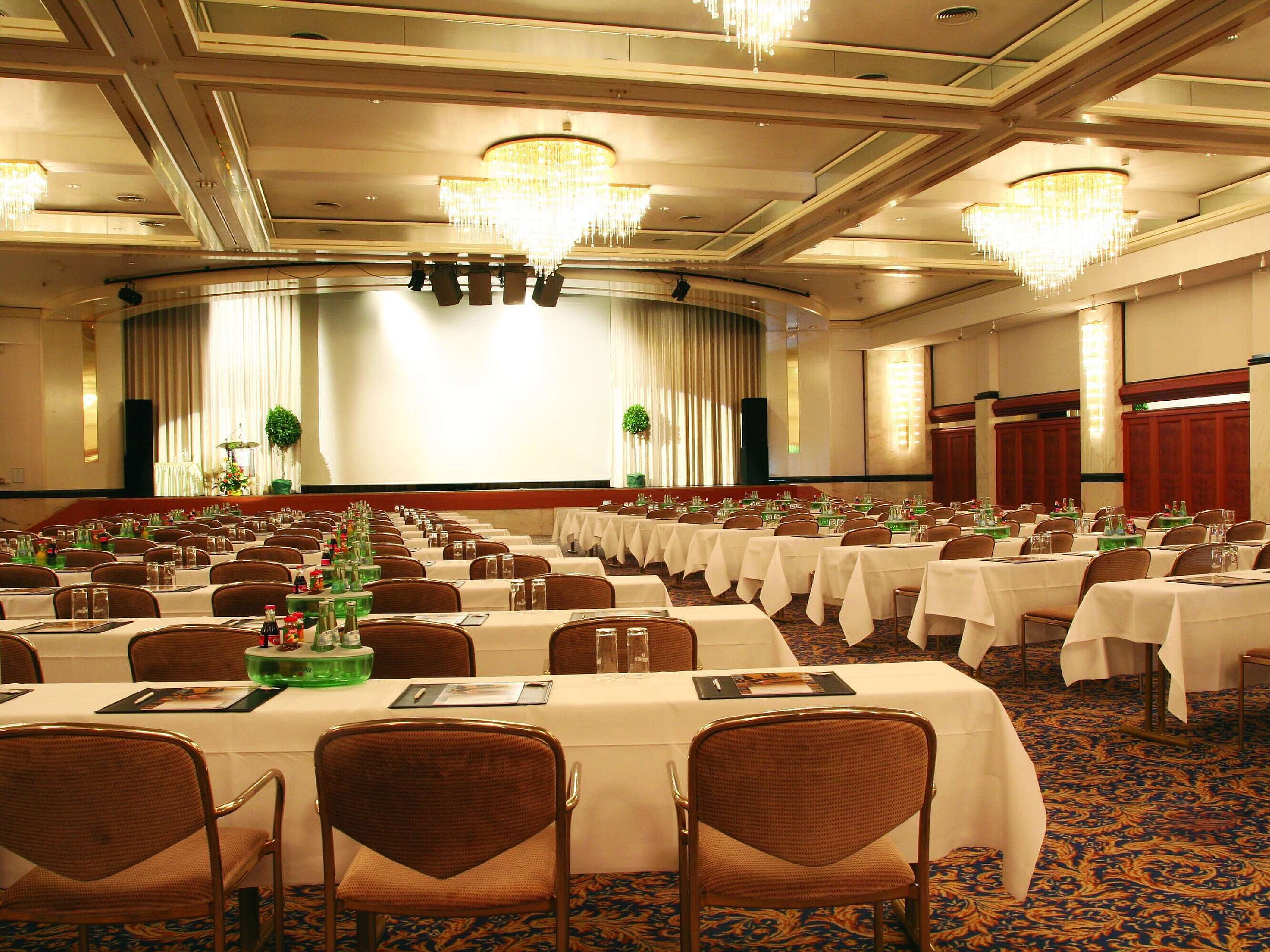Large conference hall at Maritim Hotel Bad Wildungen with stage and row seating