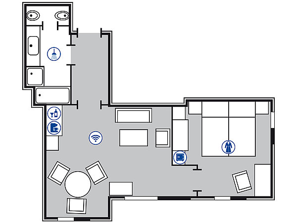 Room floor plan Junior suite | Maritim Hotel & Internationales Congress Center Dresden