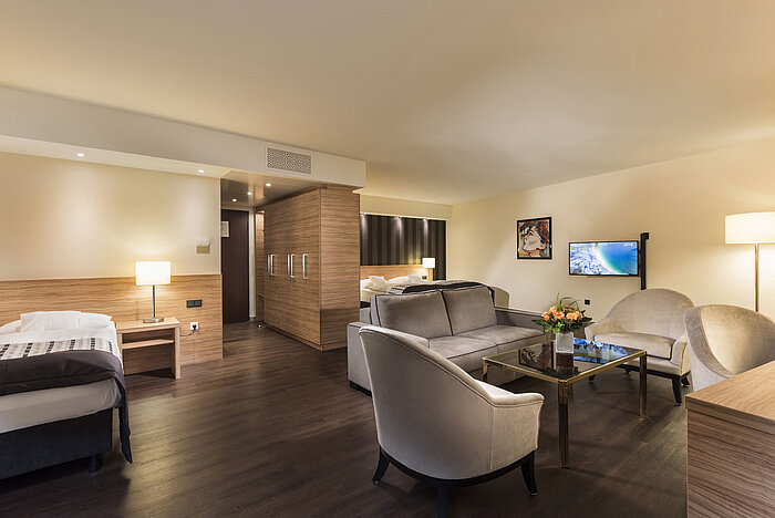 Elegant suite at Maritim Hotel Königswinter with modern living area and luxurious furnishings.