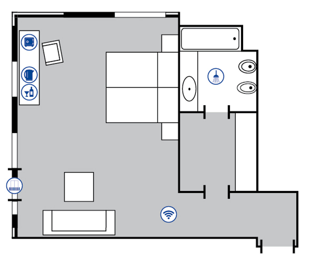 Room floor plan Comfort Room floor plan Comfort Double Room at the Maritim Hotel Bellevue Kiel