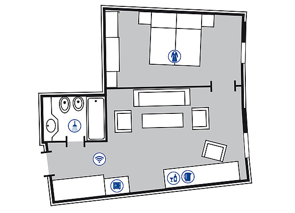 Room floor plan Junior suite | Maritim Hotel Frankfurt