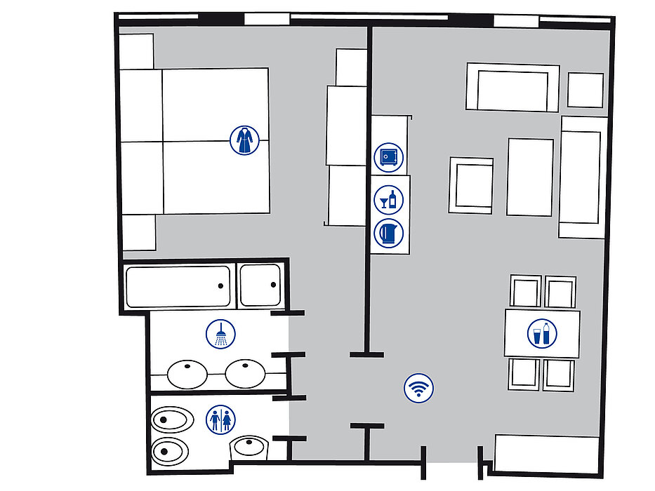 Room floor plan Junior suite | Maritim Airport Hotel Hannover