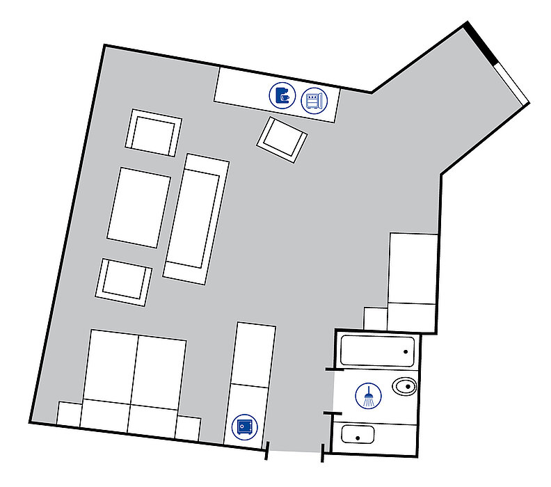 Room floor plan ClassicPlus Family room in the Maritim Hotel Königswinter