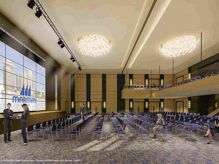 Spacious lobby at Maritim Hotel Amsterdam with seating area and reception