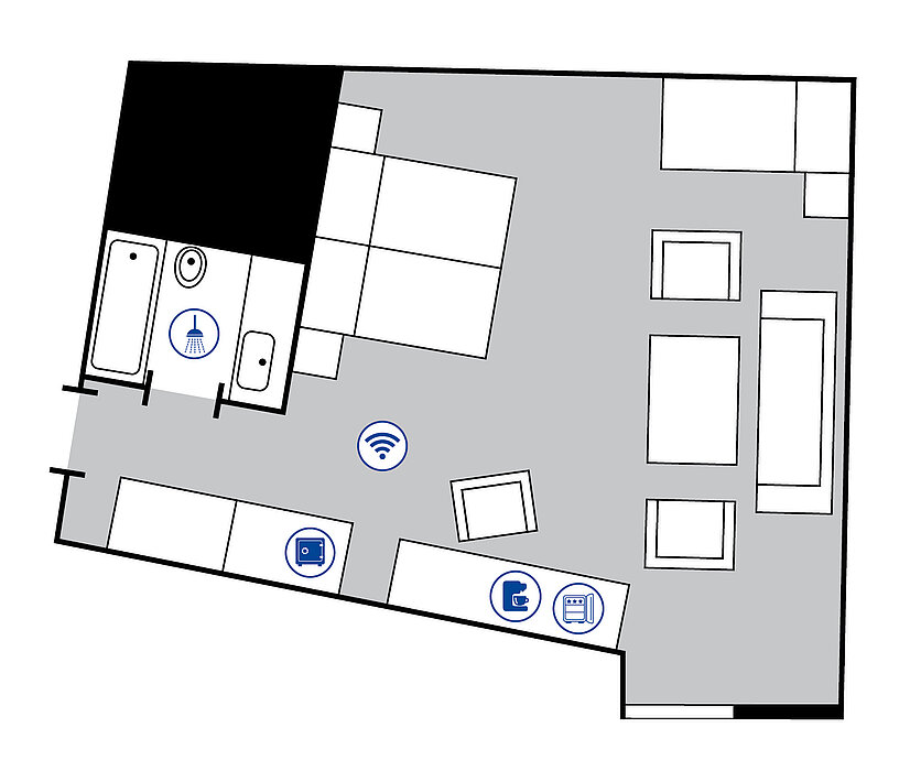 Room floor plan ClassicPlus Family room in the Maritim Hotel Königswinter