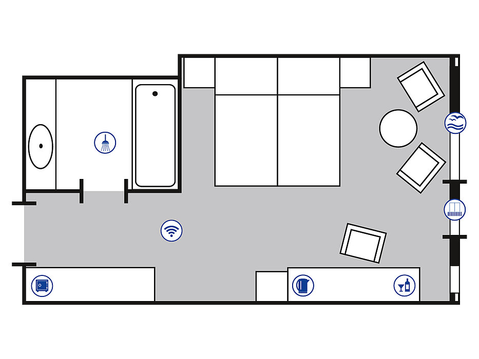 Room floor plan Superior room | Maritim Hotel Bellevue Kiel